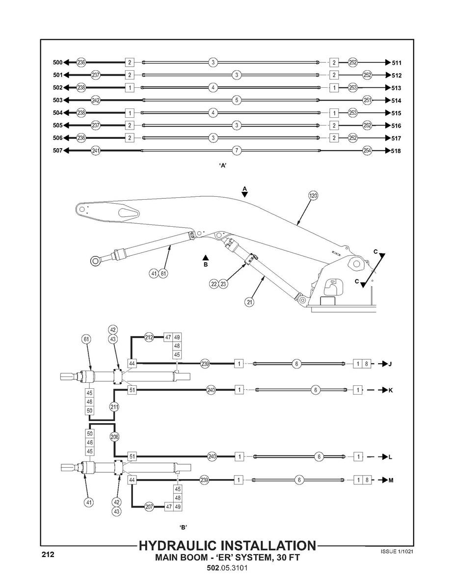 Hydraulic Installation, Main Boom - 'ER System', 30 502053101S2