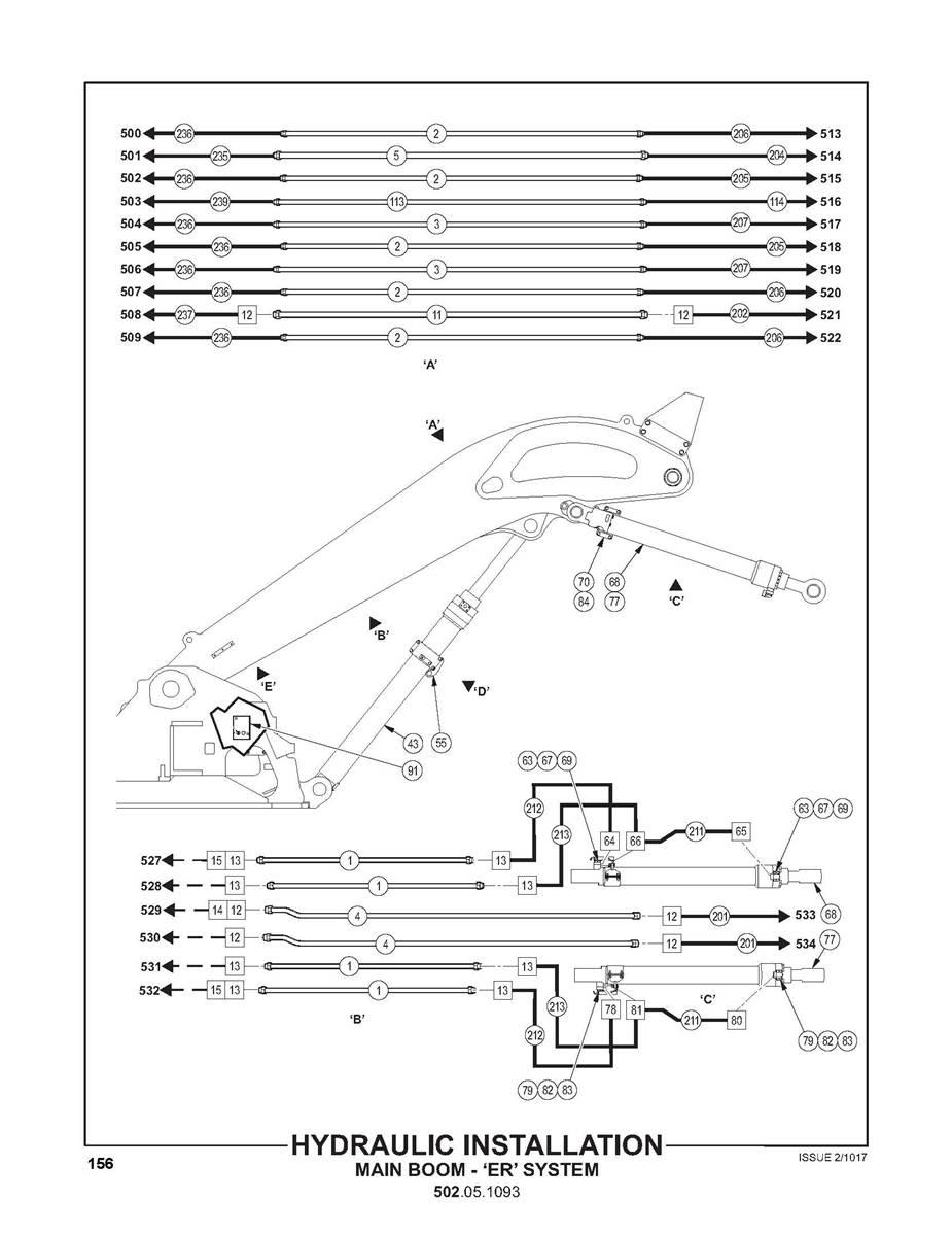 Hydraulic Installation, Main Boom, 'ER' System 502051093S2