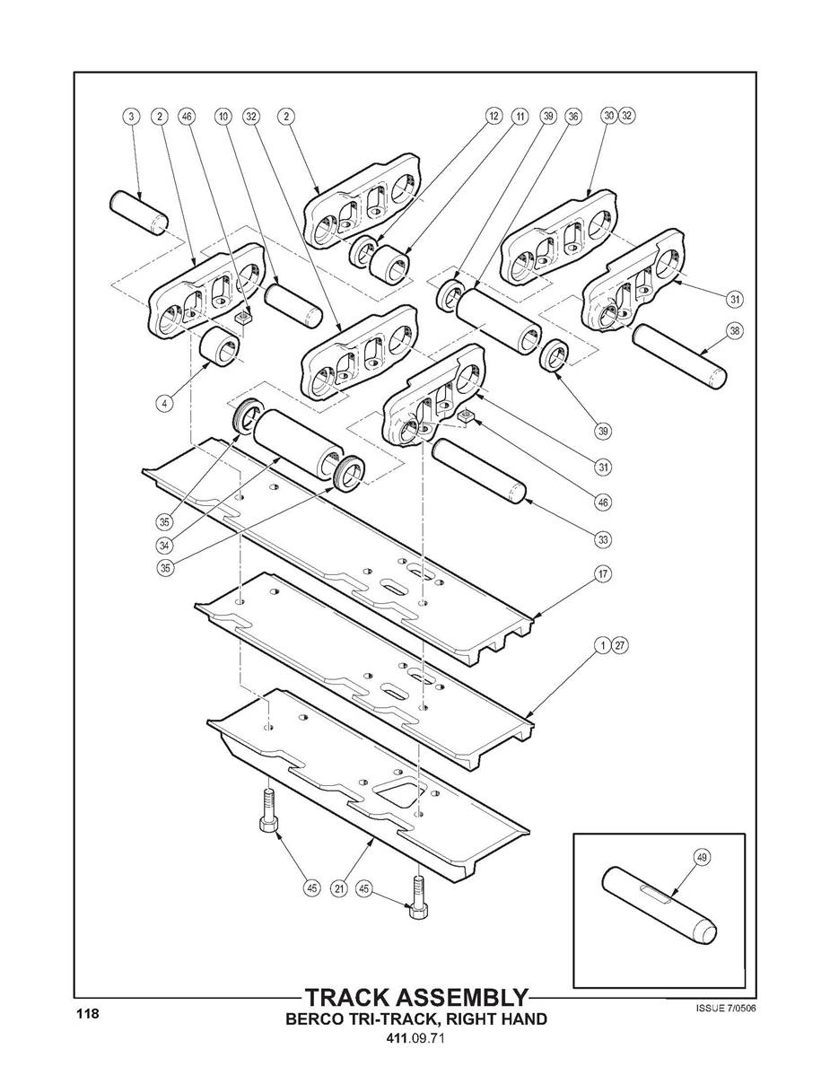 Track Assembly, Berco Tri-Track, Right  Hand 4110971