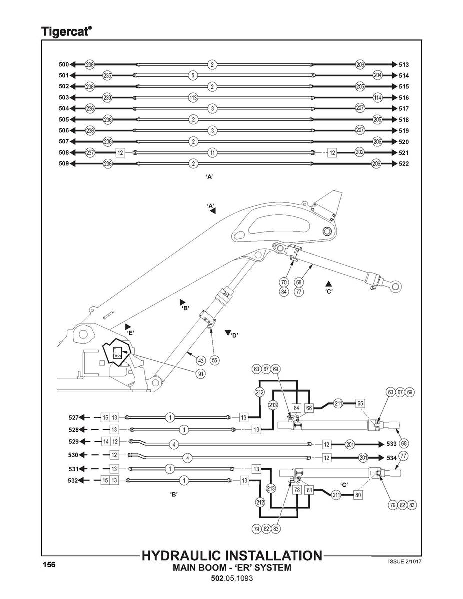 Hydraulic Installation, Main Boom, 'ER' System 502051093